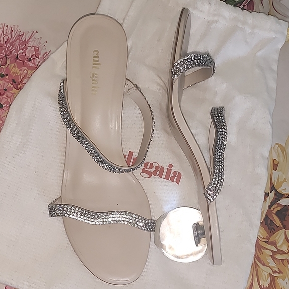 Cult Gaia Silver Embellished Heels